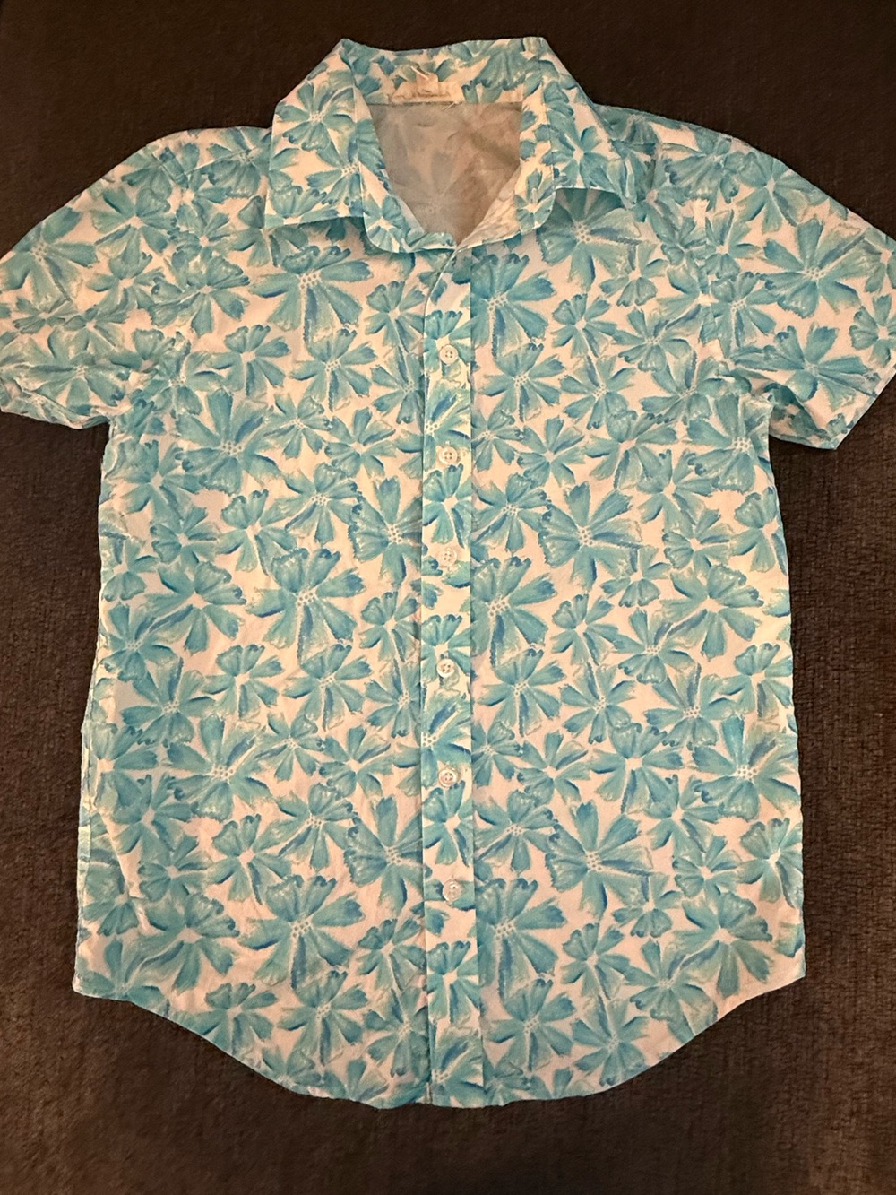 Appaman Boys Blue & White Watercolor Floral Shirt Size 14